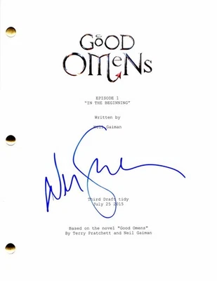 NEIL GAIMAN SIGNED AUTOGRAPH GOOD OMENS PILOT SCRIPT - AMERICAN GODS THE SANDMAN - Image 1 of 2