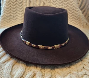 Vintage The Gun Club By Stetson Womens Felt Cowboy Hat Brown A-178 - Picture 1 of 24