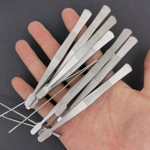 10 Pcs Professional Tweezers Stamp Banknote Spade Stainless Steel 112mm - Picture 1 of 8