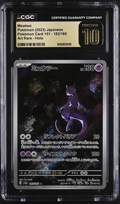 ✨✨ Tarjeta Pokémon CGC 10 Prístina Mewtwo 183/165 AR Arte Raro 151 sv2a Foto 1 de 2