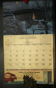 Vintage 1962 Esso Dealer Humble Oil & Refining Front Royal Virginia Calendar. - Picture 1 of 4