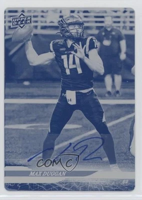 2025 Upper Deck UFL Printing Plate Cyan Achievement 1/1 Max Duggan #40 Auto - Image 1 of 2