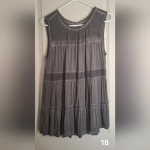 Knox Rose ärmelloses Pull Over Top Damen klein grau Stretch Boho Tank Gr. L GOTH - Bild 1 von 8