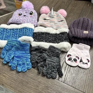 Lot of 8 Kids Beanie Sock Hats, Ear Muffs, and Gloves. Matching Sets. C.C Kids - Picture 1 of 15