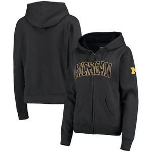 Women's Charcoal Michigan Wolverines Arched Name Full-Zip Hoodie - Picture 1 of 5