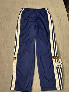Vintage Adidas 1990s blue Kim Kardashian pants trousers snaps poppers large - Picture 1 of 6