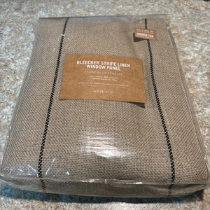 One West Elm Bleecker Striped Linen Burlap Drape Curtain Panel 48x84 New - Picture 1 of 11