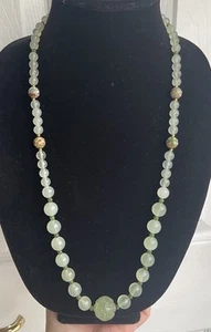 Vintage handgeschnitzte lange Cloisonné-Halskette Seladon Jade abgestuft chinesischer Export - Bild 1 von 11