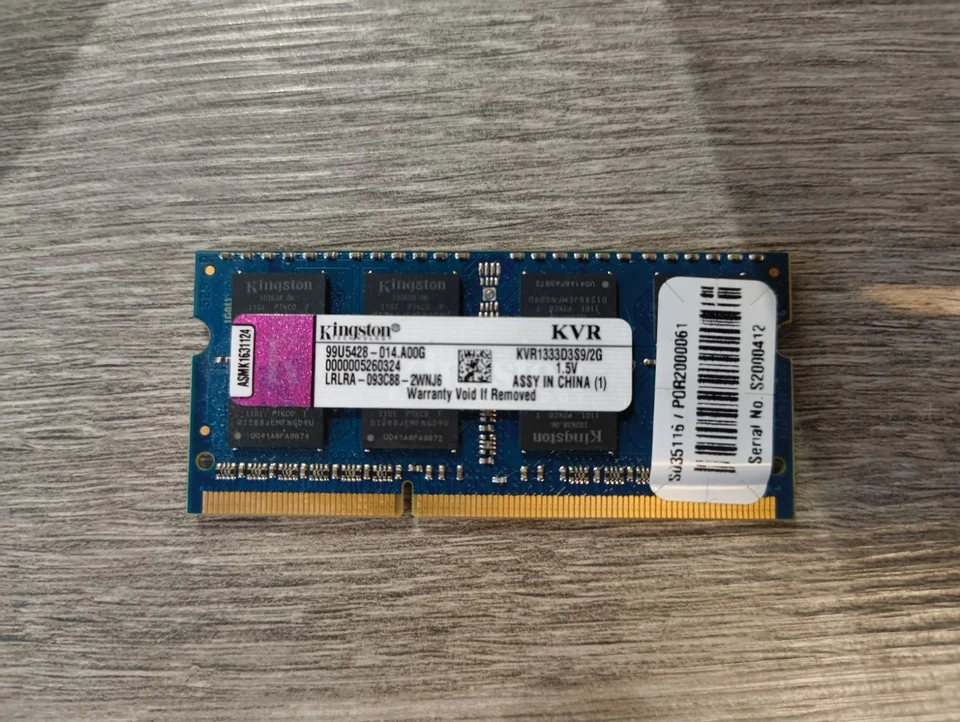 Kingston 2GB Laptop SODIMM SO-DIMM RAM Memory Module DDR3-1333 PC3-10600 204Pin - Image 1 of 1