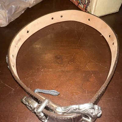 Cinturón Western Ranger de cuero de cocodrilo Brighton 1993 de colección S plateado marrón 32" Foto 1 de 4