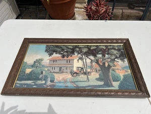VINTAGE FRAMED AMERICANA FARM ART WORK - Picture 1 of 4
