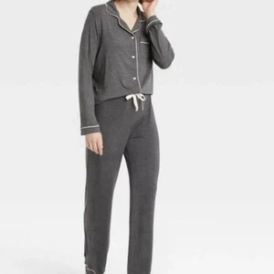 Stars Above Pajama Set Long Sleeve Shirt Pants Gray Soft Womens Medium - Picture 1 of 6