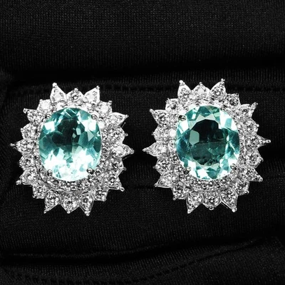 Pendientes de Navidad de plata de ley 925 aterciopelados de aguamarina azul marino de 10,90 quilates regalos Foto 1 de 4