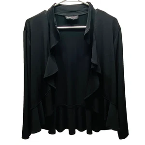 Connected Apparel Open Front Jacket Women's XL Black Lightweight Cover Up Ruffle - Picture 1 of 8
