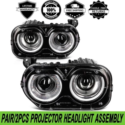 PAIR/2PCS LED DRL Halo Projector Headlight W/Bulb For Dodge Challenger 2015-2023 Foto 1 de 4