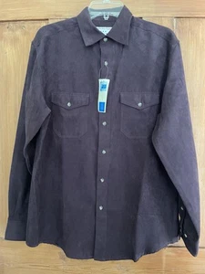 NWT Men’s Covington Dark Purple Wine Ultra Suede Shirt M - Picture 1 of 5