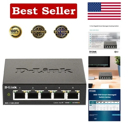 D-Link DGS-1100-05V2: conmutador administrado inteligente Gigabit de 5 puertos para redes eficientes Foto 1 de 4