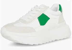 Madden Girl Womens Sneakers Amica Casual And Fashion White and Green Size 10 - Picture 1 of 9