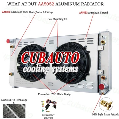 Aluminum 3 ROWS Radiator+Shroud Fan Fit 2003-09 Chevrolet GMC C4500 C5500 Kodiak Foto 1 de 4