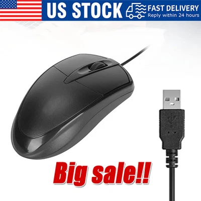 USB 2.0 Optical Wired Scroll Wheel Mouse  PC Laptop Notebook Desktop Black Mice - Image 1 of 4