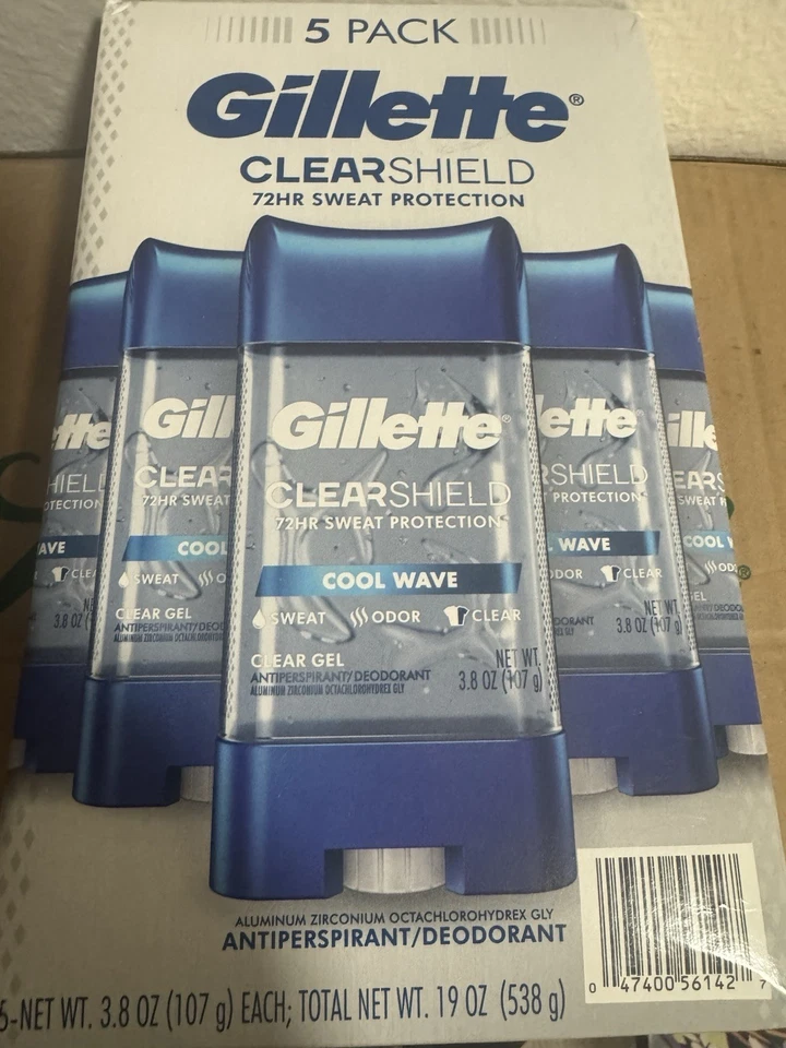 5 Gillette Clearshield Antiperspirant Deodorant for Men Cool Wave 3.8oz - Image 1 of 1