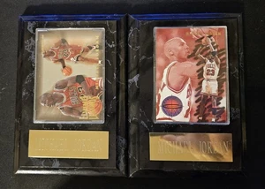 2 Michael Jordan Basketball Card Wall Plaques 6.5"x 4.5" With FLEER cards !! SSP - Picture 1 of 4