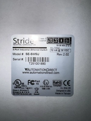 Stride SE-SW5U Rev:2.02 5-Port Industrial Ethernet Switch. Factory Sealed. - Image 1 of 4
