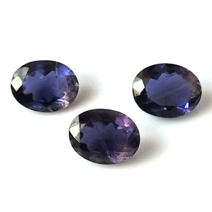 Iolite 9X7 mm Oval Cut Faceted Calibrated Blue Color Natural Gemstone 3 Pieces - Picture 1 of 5