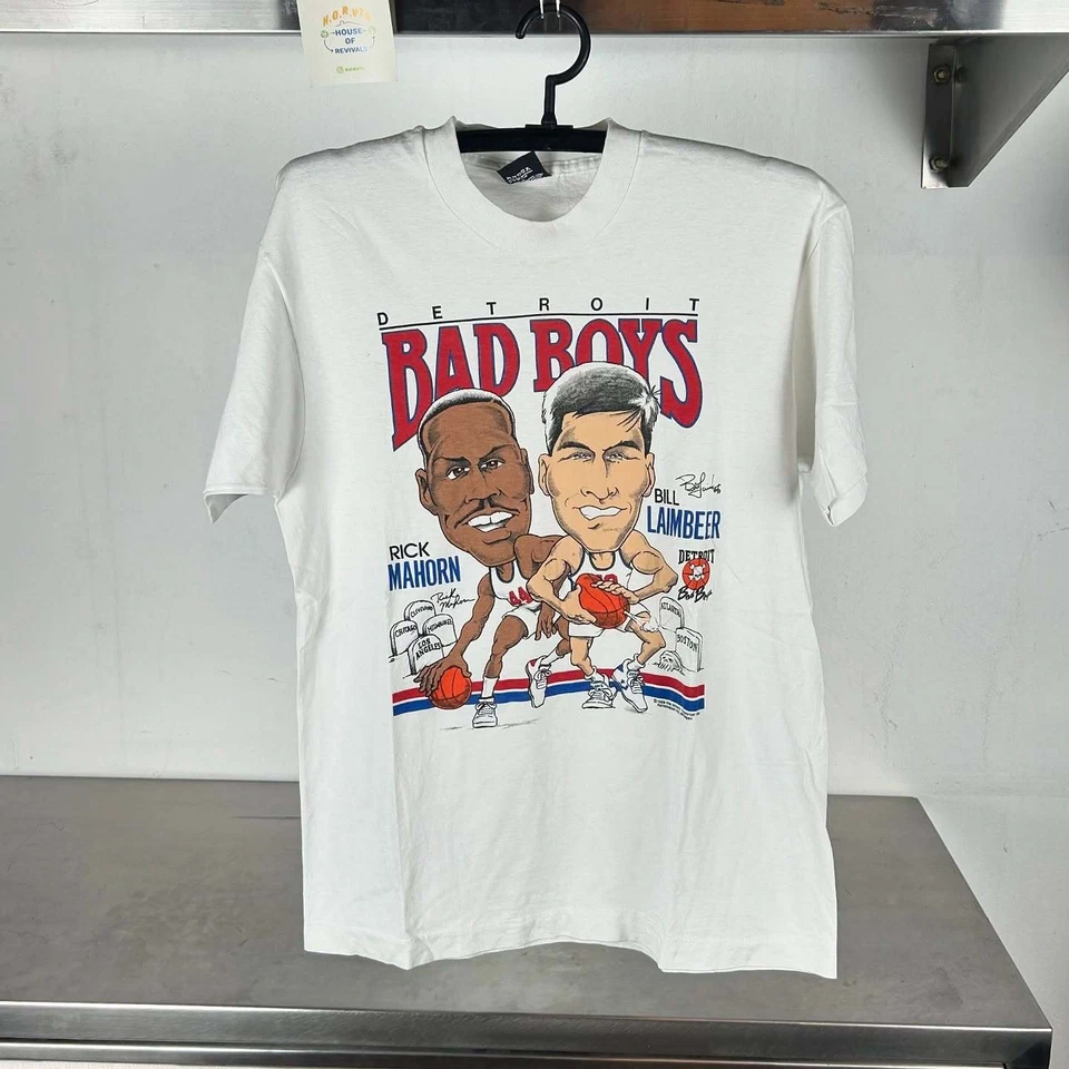 Карикатурная ремейк футболка Detroit Pistons эпохи плохих мальчиков классическая HN1889 - Изображение 1 из 1