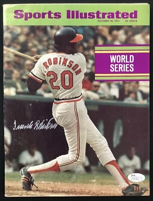 Frank Robinson Signed Sports Illustrated 10/18/71 No Label Orioles Autograph JSA - Image 1 of 4