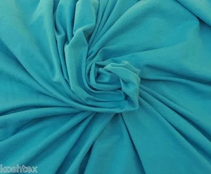 Turquoise Organic Cotton Spandex Fabric Jersey Knit Eco-Friendly By Yard 4/16 - Picture 1 of 11