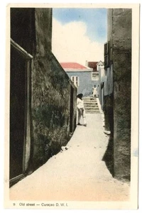 Curacao D.W.I. Man on Street, Woman in Background, Art,  Hand Colored 1920's,  - Picture 1 of 2