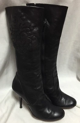 Isabella Fiore Rosette Mid-Calf Boots Women's 6.5M Black Rounded Toe Work Shoes - Image 1 of 4