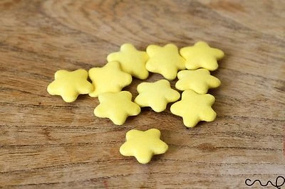 10 x Handmade Star Buttons Yellow Fabric Covered Card Making Craft 36L 23mm VAT - Image 1 of 4