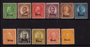 1929 US SC 658-668 Kansas Overprint Complete Set of 11 - Mint MH VF OG - Picture 1 of 3