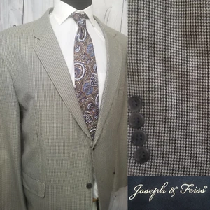 Josheph Feiss Gold Men's Blazer 50R Gray HT Check Sport Coat Jacket - Picture 1 of 19