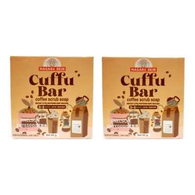 2 Bars Magara Skin Cuffu Bar Coffee Scrub Soap 60g Each - Image 1 of 4