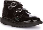 KICKERS Hi Vel Blm Double Angle Leather Shoe Black Varnished Babies UK 8 - 12