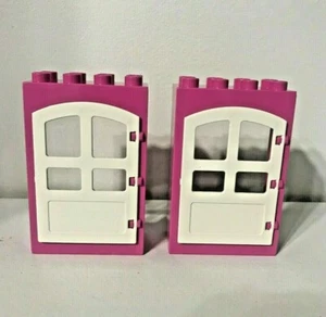 Lego Duplo Doors House Home Store Building Units Dark Pink White Lot Set 2 NEW - Picture 1 of 4