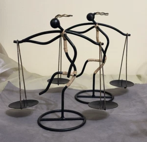 Juego de candelabros de hierro forjado y ratán Laurids Lonborg años 60 - Imagen 1 de 6