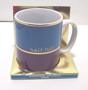 Adrienne Vittadini Studio Coffee Mug Tea Cup HALF FULL Teal Purple 14oz NIB - Picture 1 of 6
