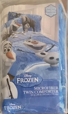 NEW in SEALED Bag DISNEY FROZEN OLAF TWIN COMFORTER BLUE MICROFIBER - Image 1 of 3