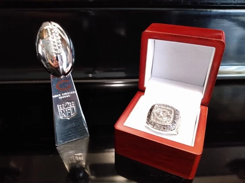 1985 Chicago Bears Walter Payton #34 Ring + Vince Lombardi Trophy 4' + Box Cover