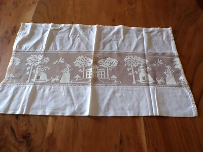 Linge ancien 1 pièce de coton blanc broderies personnages tulle ( ref 24 ) - Photo 1/3