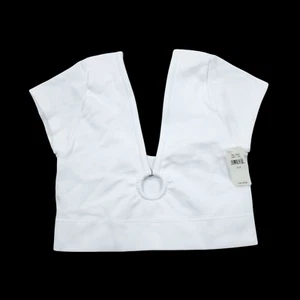 Aerie O-Ring Seamless Ribbed Unlined Cropped Bra Top Bralette Size Small White - Picture 1 of 5