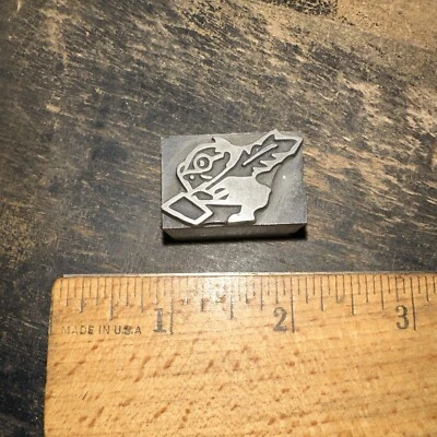 Print Block “ Unknown Image..Bird?? “ Lead Block - Image 1 of 4