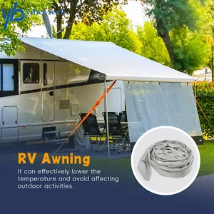 9’-20’ RV Awning Fabric Replacement Weatherproof Vinyl Canopy for Camper Trailer - Picture 1 of 23