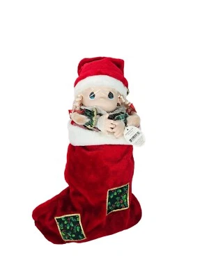 Muñeca de Nochebuena Precious Moments vintage de los 90 nueva con etiquetas en medias de Navidad Foto 1 de 4