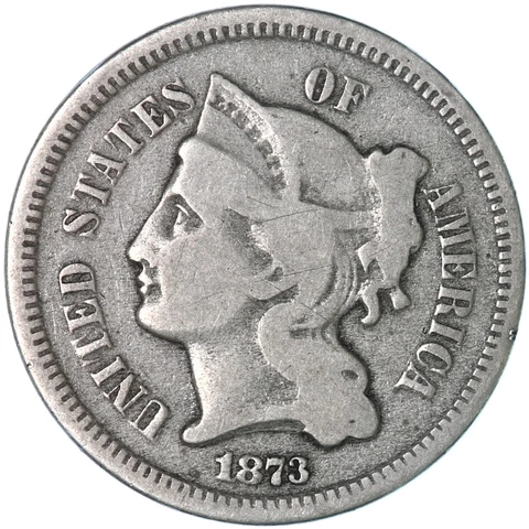 1873 (P) Three Cent Nickel Fine FN See Pics Q592 Cover