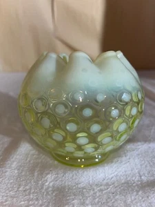 Fenton Vaselina Opalescente Bambino Coinspot Rosebowl-Logo-Topazio Uranio MCM anni '80 - Foto 1 di 8